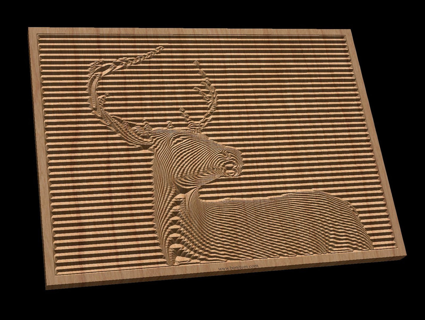 Deer DM38 file for V- bit carving - Bonitum CNC Model Studio