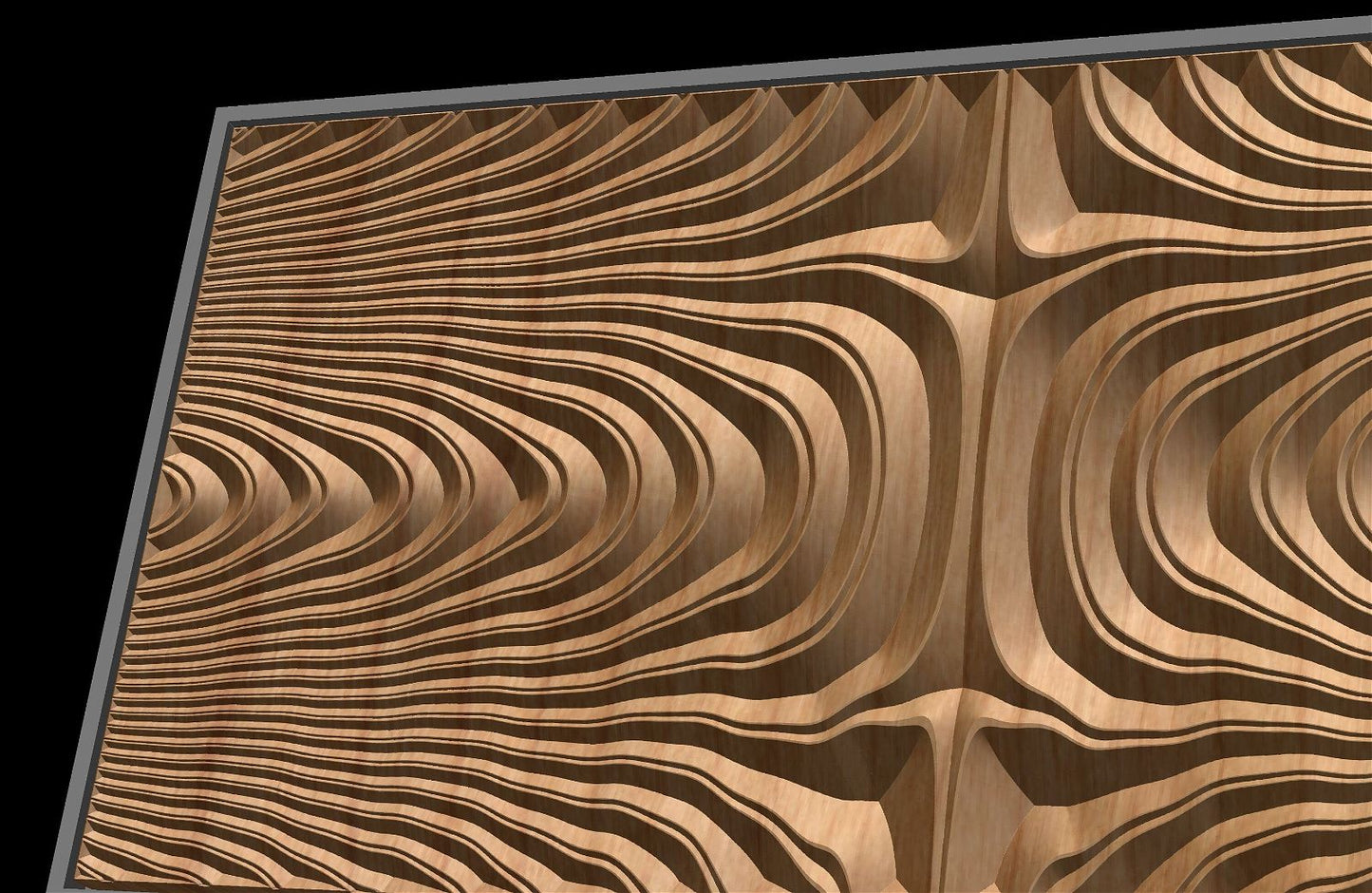 Jungle156S9 Wavy pattern Vector file for V- bit carving with software Vectric Aspire, Cut3D, ArtCAM - Bonitum CNC Model Studio