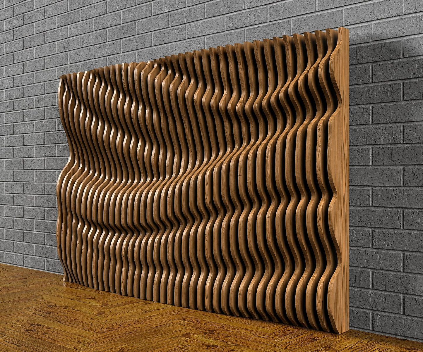 Parametric "Wave wall 1" CNC cutting file custom size - Bonitum CNC Model Studio