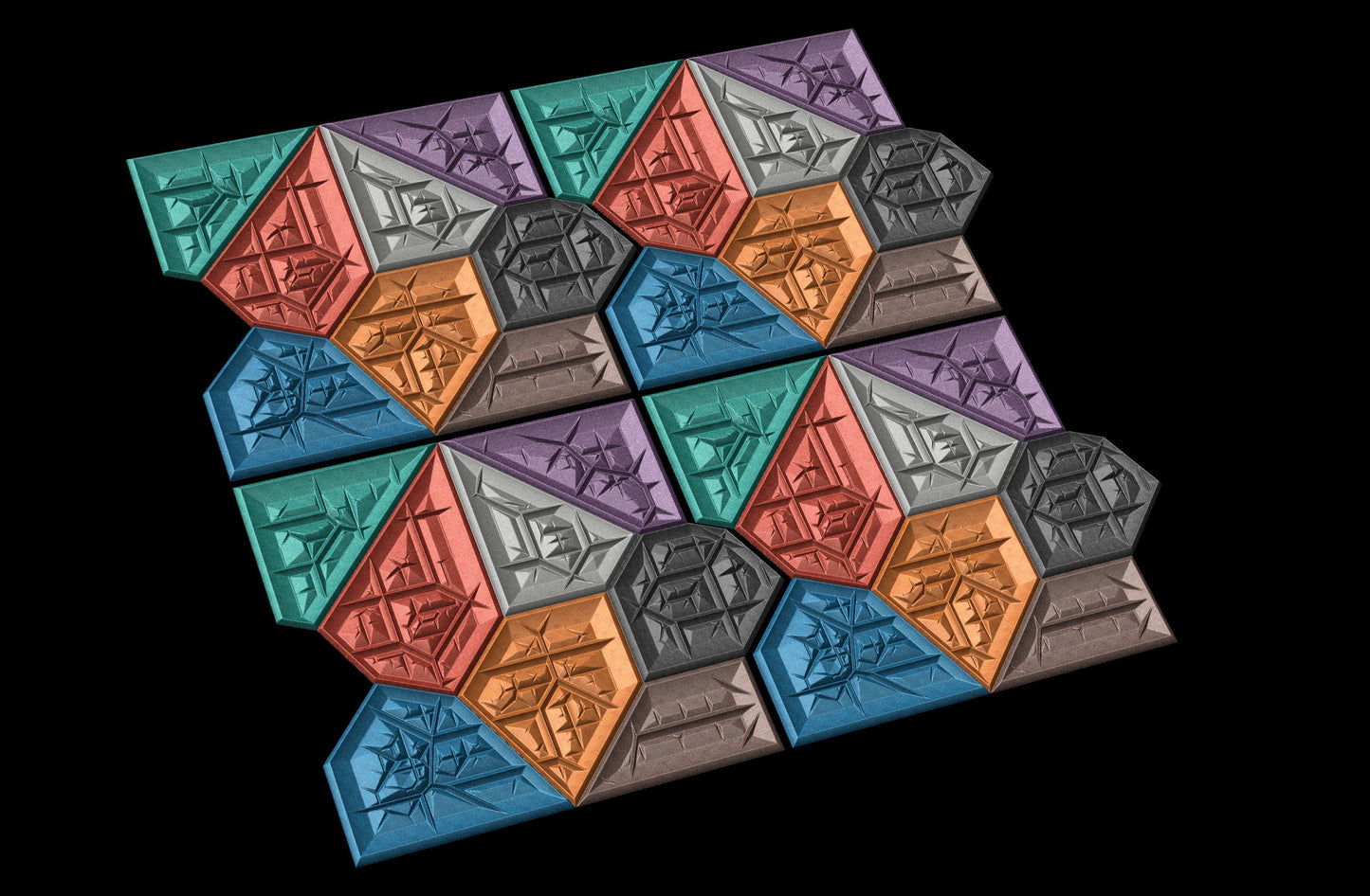 Wall panel tile 3D model Flagstone22 seamless geometric texture pattern - Bonitum CNC Model Studio