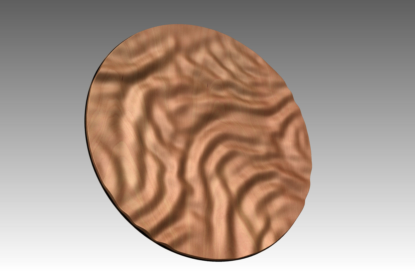 Round wall art table top crumpled cloth 3D relief "CC 14" - Bonitum CNC Model Studio