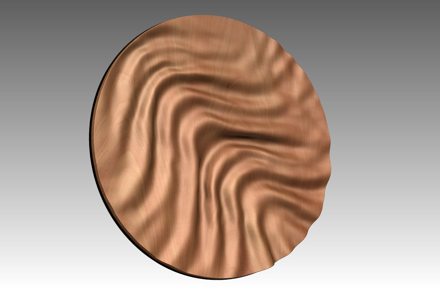 Round wall art table top crumpled cloth 3D relief "CC 13" - Bonitum CNC Model Studio