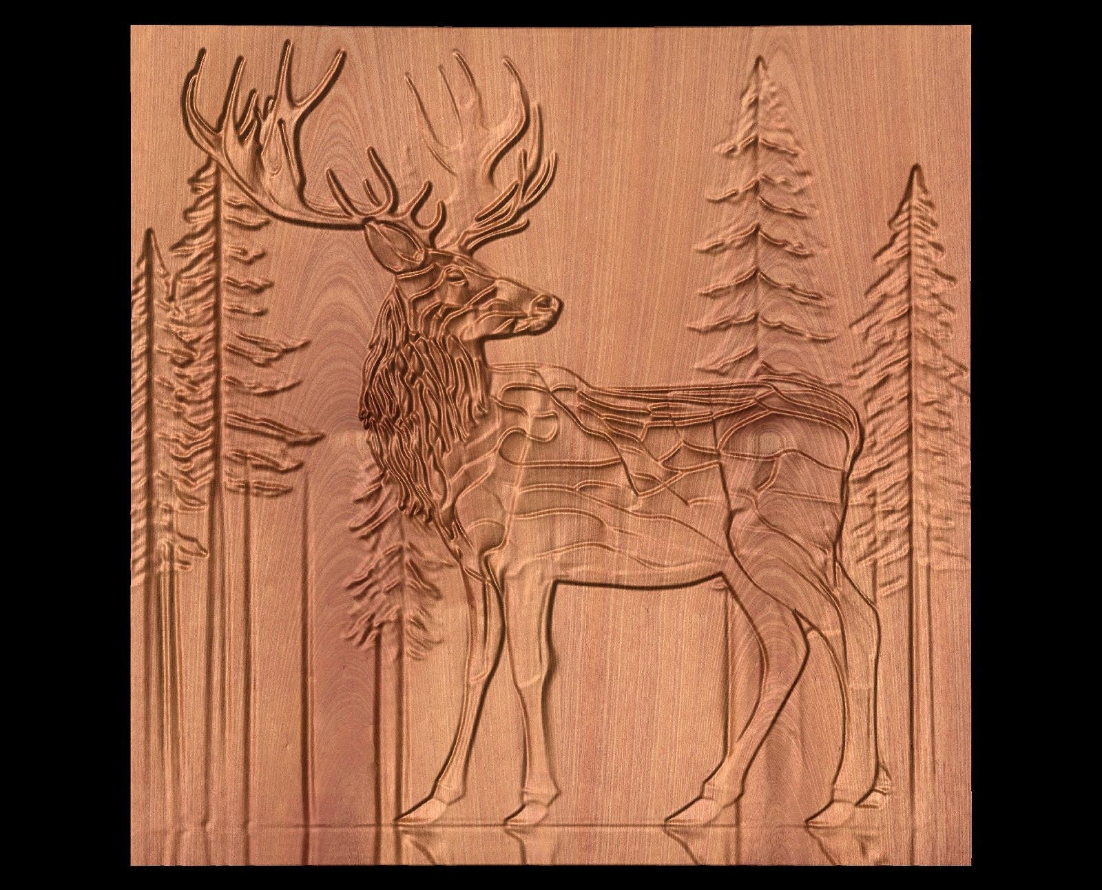 Bas-relief "Elk" 3d file MJ007 for CNC - Bonitum CNC Model Studio