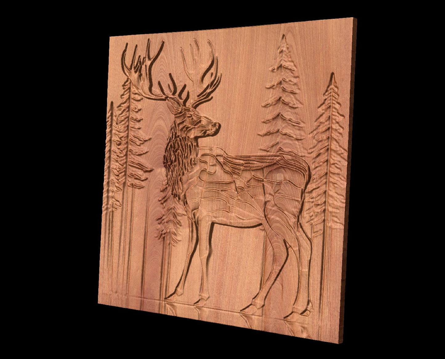 Bas-relief "Elk" 3d file MJ007 for CNC - Bonitum CNC Model Studio