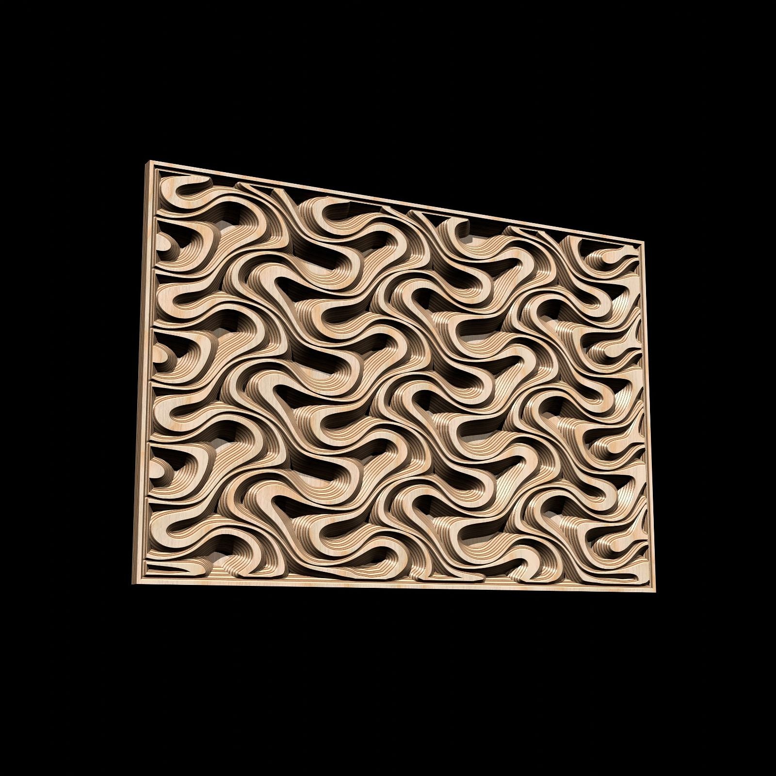 Jungle122-S6 Wavy pattern Vector file for V- bit carving with software Vectric Aspire, Cut3D, ArtCAM - Bonitum CNC Model Studio