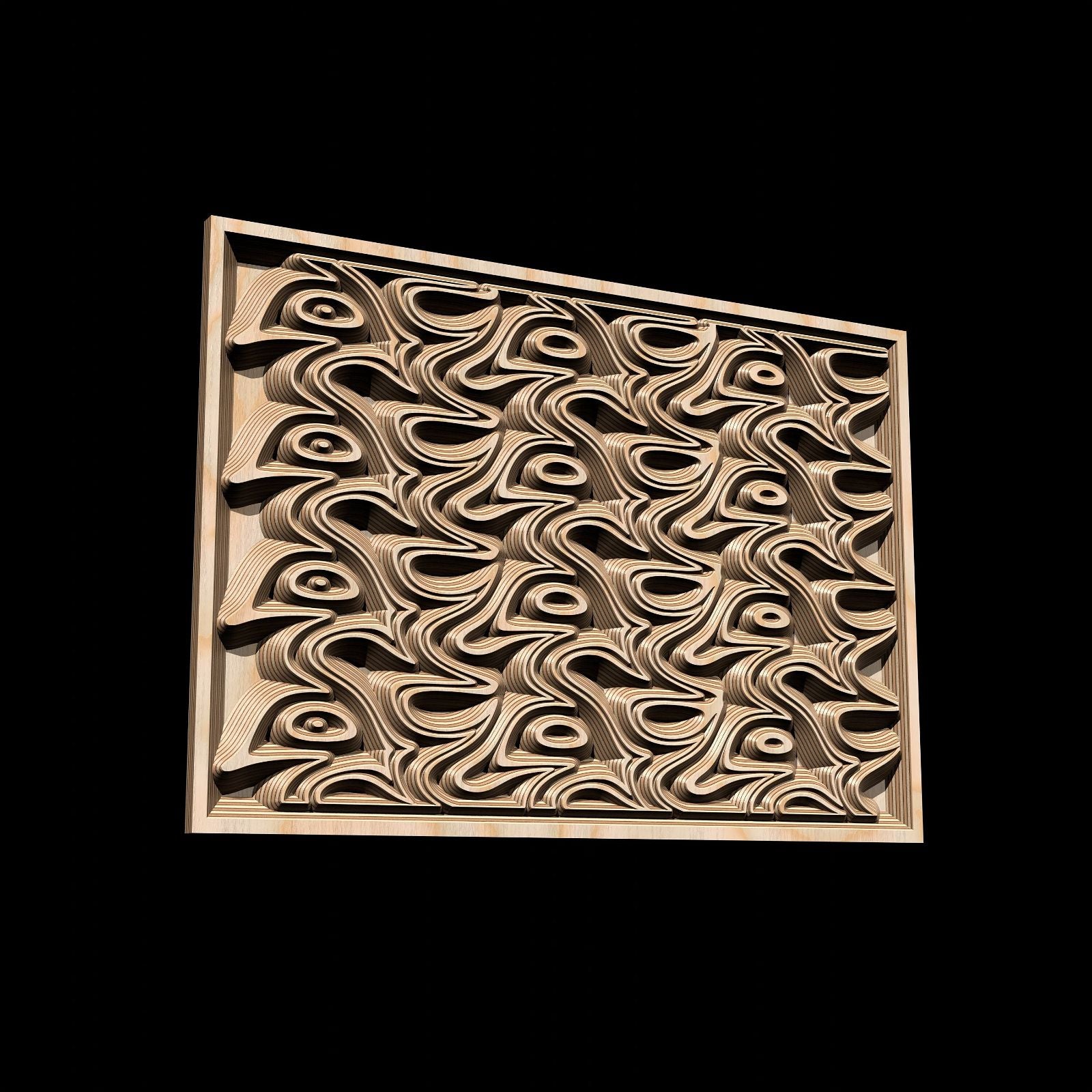 Jungle125-S5 Wavy pattern Vector file for V- bit carving with software Vectric Aspire, Cut3D, ArtCAM - Bonitum CNC Model Studio