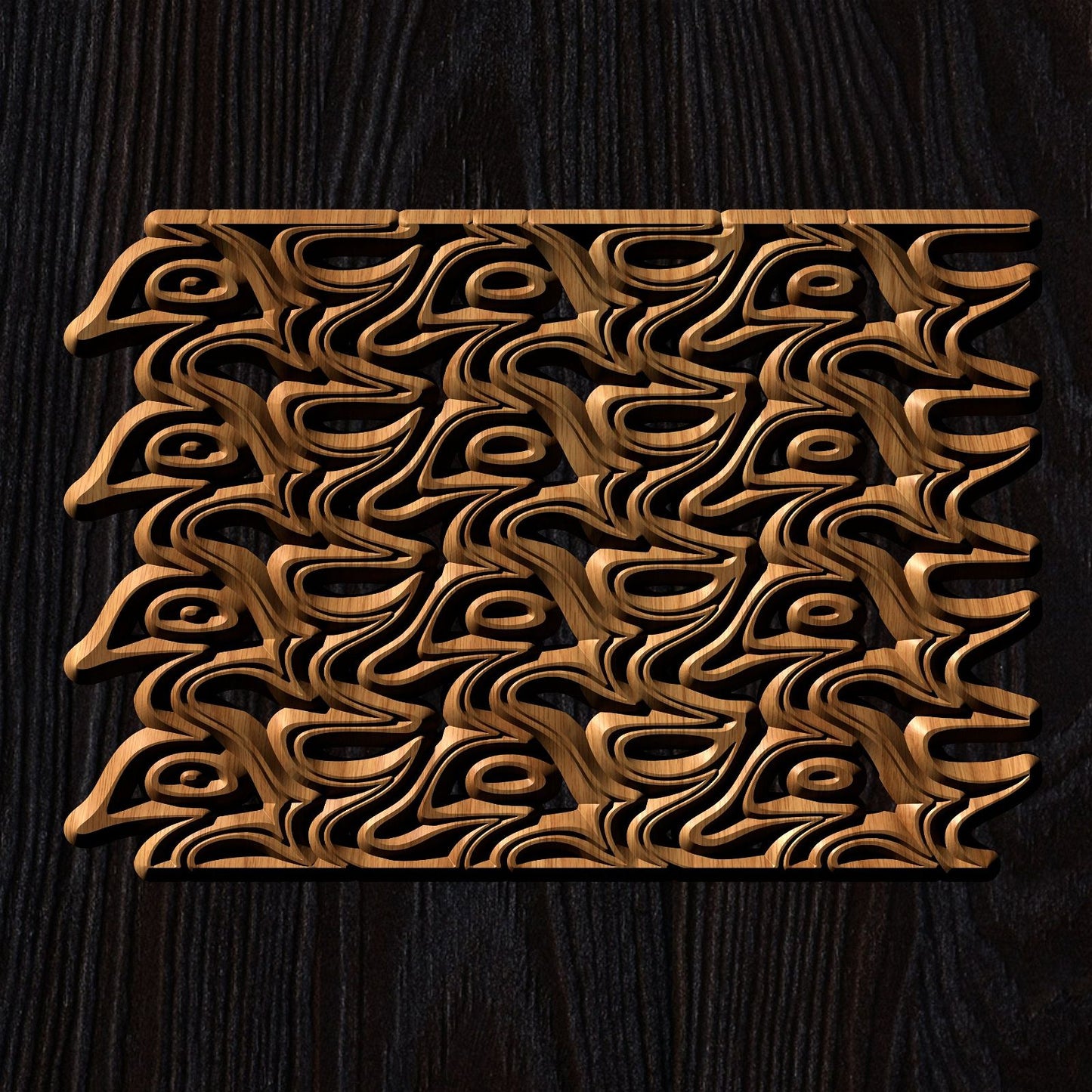 Jungle125-S5 Wavy pattern Vector file for V- bit carving with software Vectric Aspire, Cut3D, ArtCAM - Bonitum CNC Model Studio