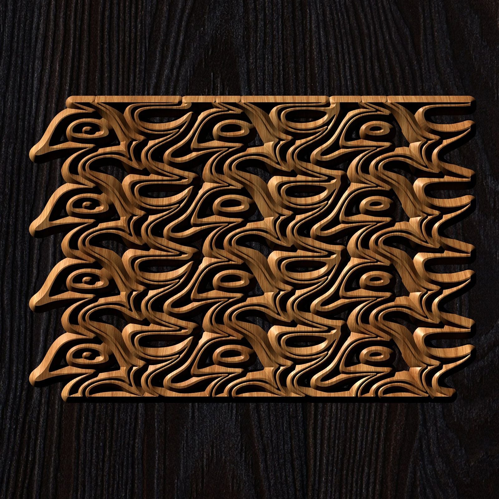 Jungle125-S5 Wavy pattern Vector file for V- bit carving with software Vectric Aspire, Cut3D, ArtCAM - Bonitum CNC Model Studio