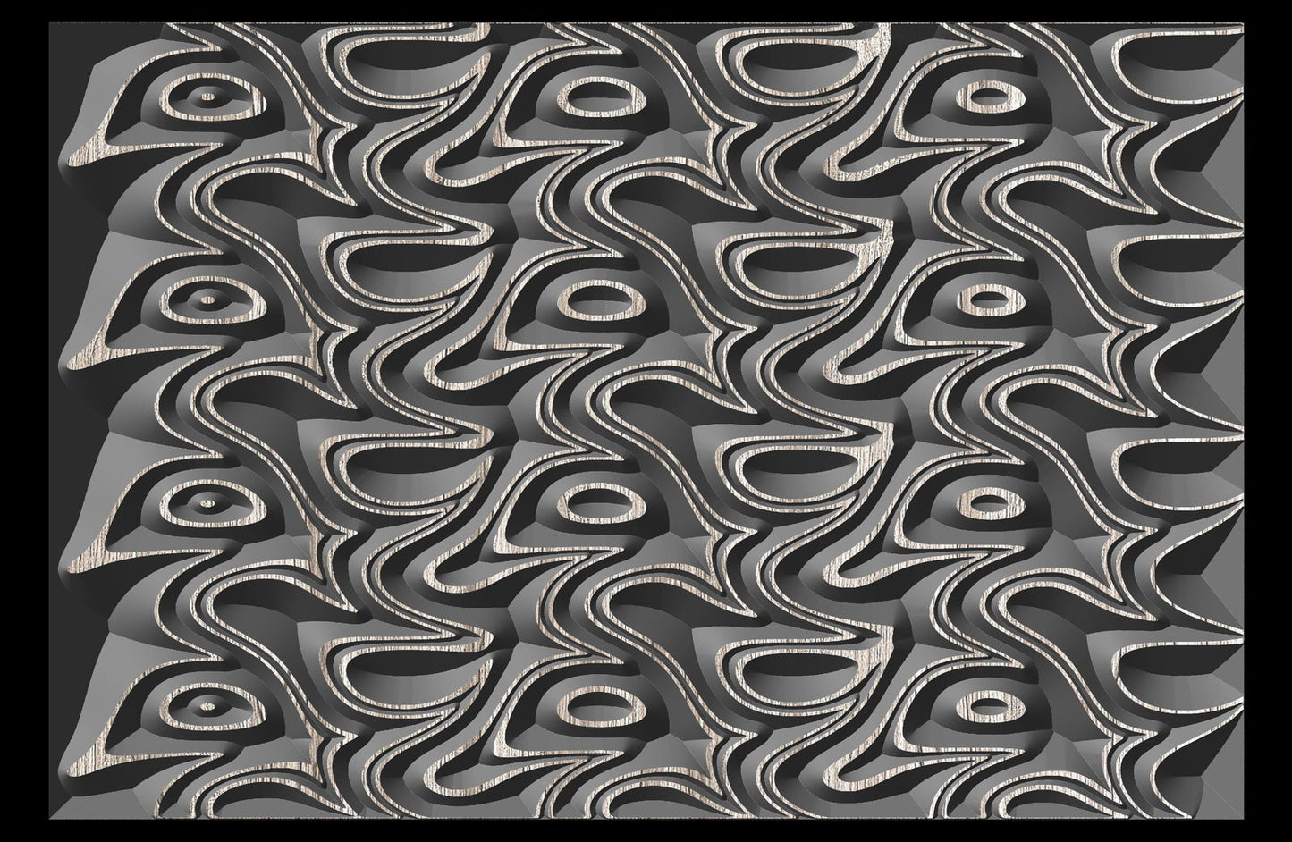 Jungle125-S5 Wavy pattern Vector file for V- bit carving with software Vectric Aspire, Cut3D, ArtCAM - Bonitum CNC Model Studio