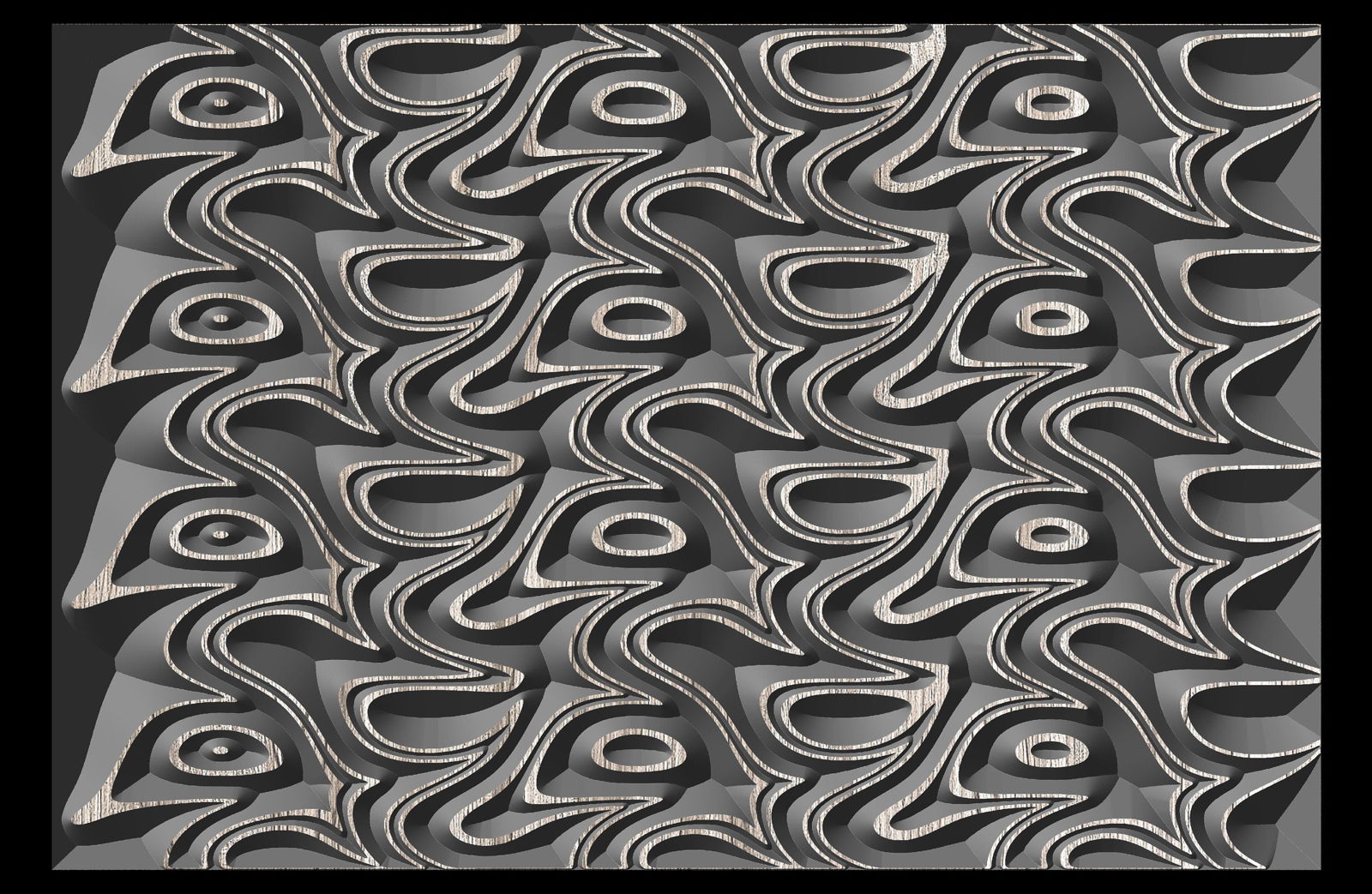 Jungle125-S5 Wavy pattern Vector file for V- bit carving with software Vectric Aspire, Cut3D, ArtCAM - Bonitum CNC Model Studio
