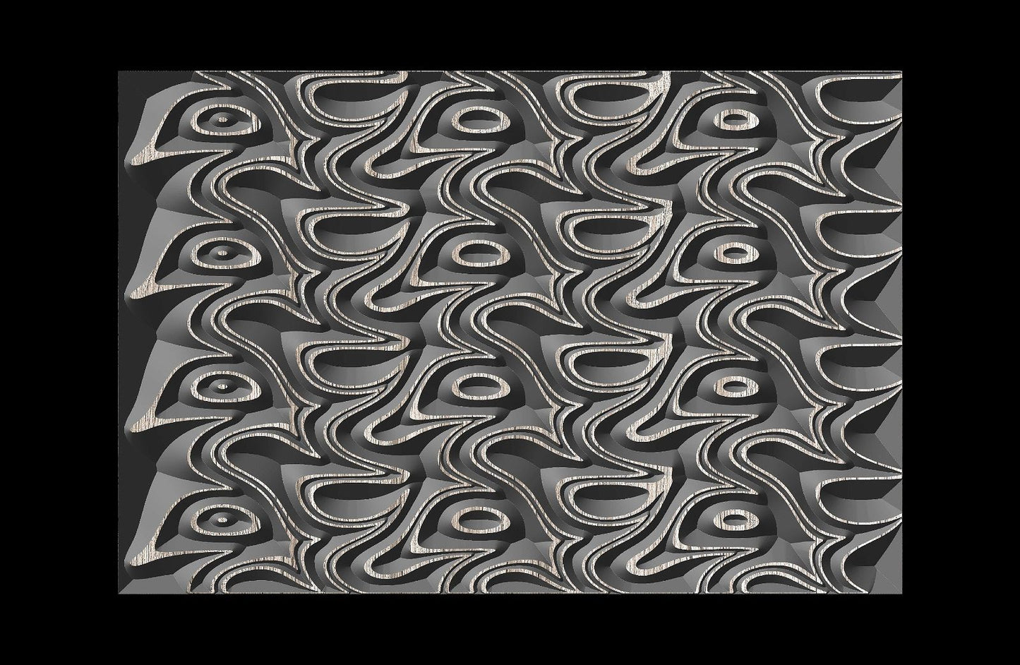 Jungle125-S5 Wavy pattern Vector file for V- bit carving with software Vectric Aspire, Cut3D, ArtCAM - Bonitum CNC Model Studio