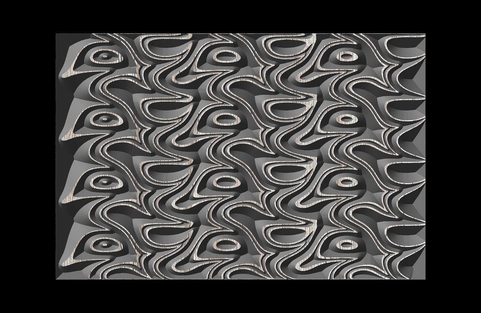 Jungle125-S5 Wavy pattern Vector file for V- bit carving with software Vectric Aspire, Cut3D, ArtCAM - Bonitum CNC Model Studio