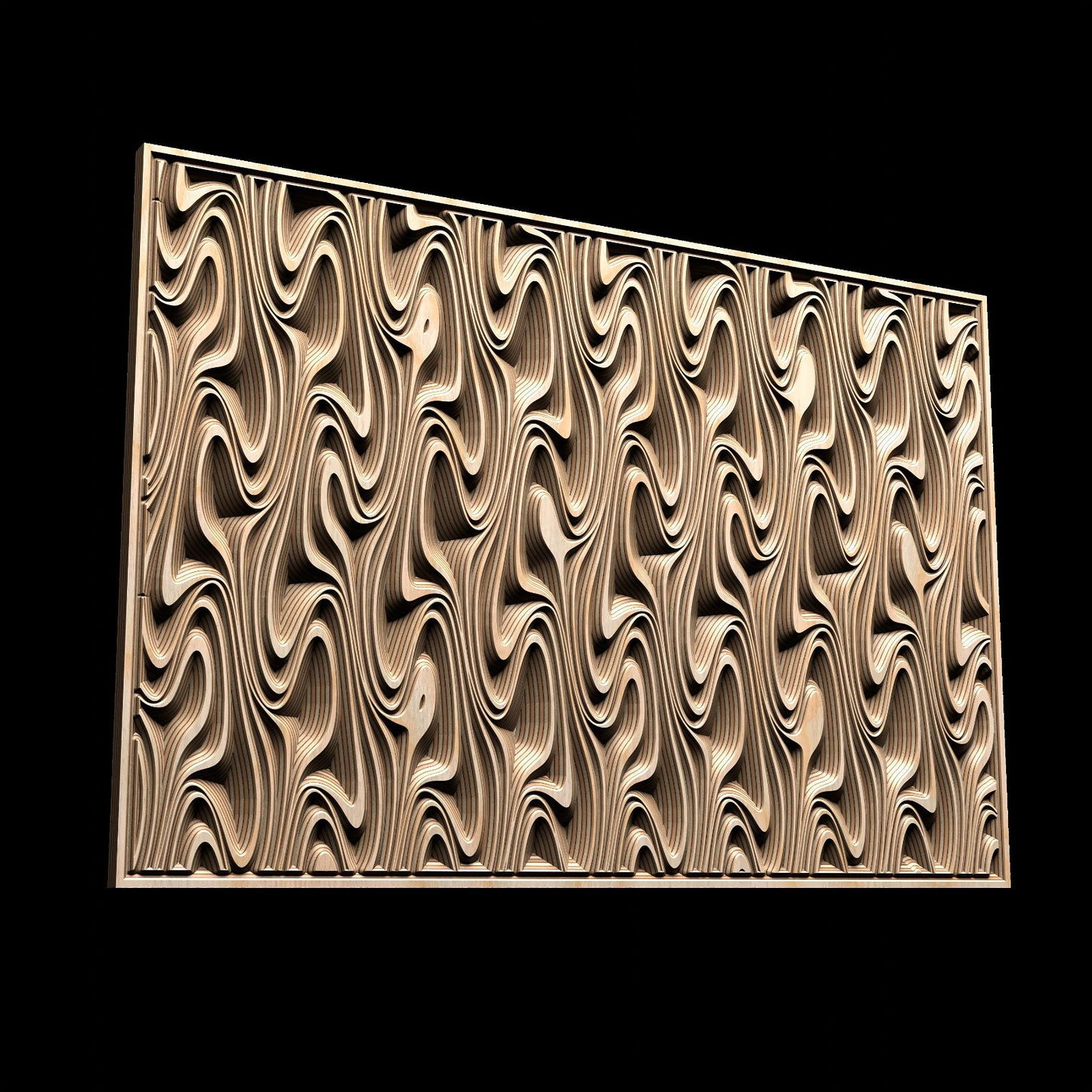 Jungle129-S6 Wavy pattern Vector file for V- bit carving with software Vectric Aspire, Cut3D, ArtCAM - Bonitum CNC Model Studio