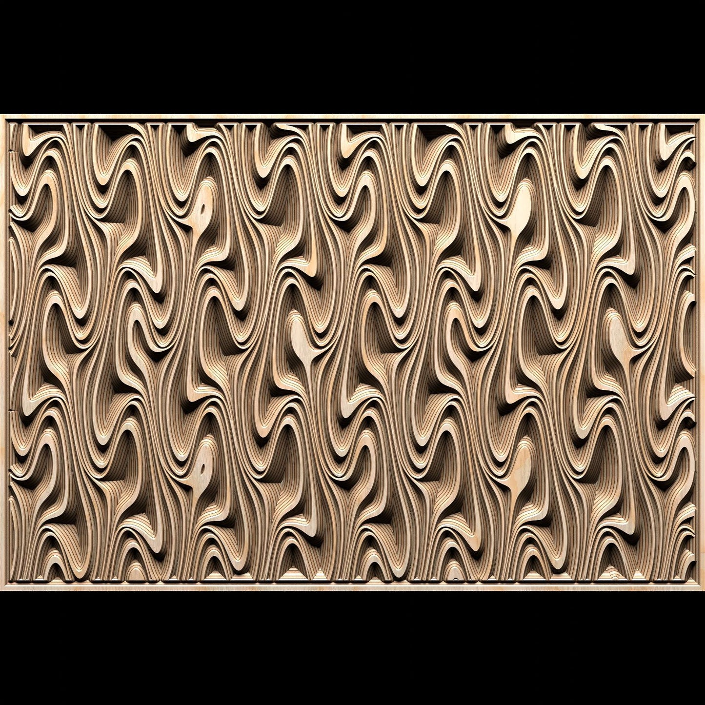 Jungle129-S6 Wavy pattern Vector file for V- bit carving with software Vectric Aspire, Cut3D, ArtCAM - Bonitum CNC Model Studio
