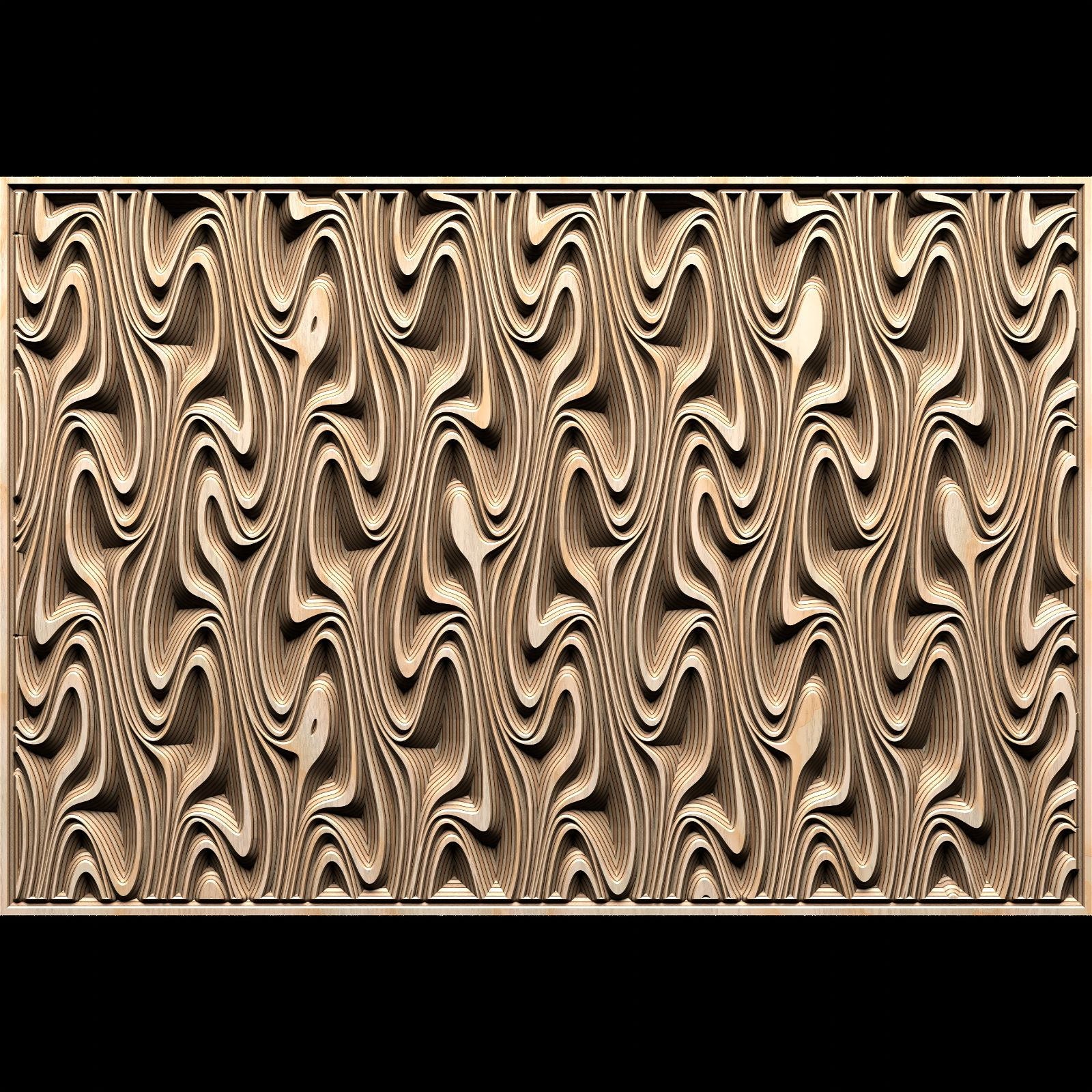 Jungle129-S6 Wavy pattern Vector file for V- bit carving with software Vectric Aspire, Cut3D, ArtCAM - Bonitum CNC Model Studio