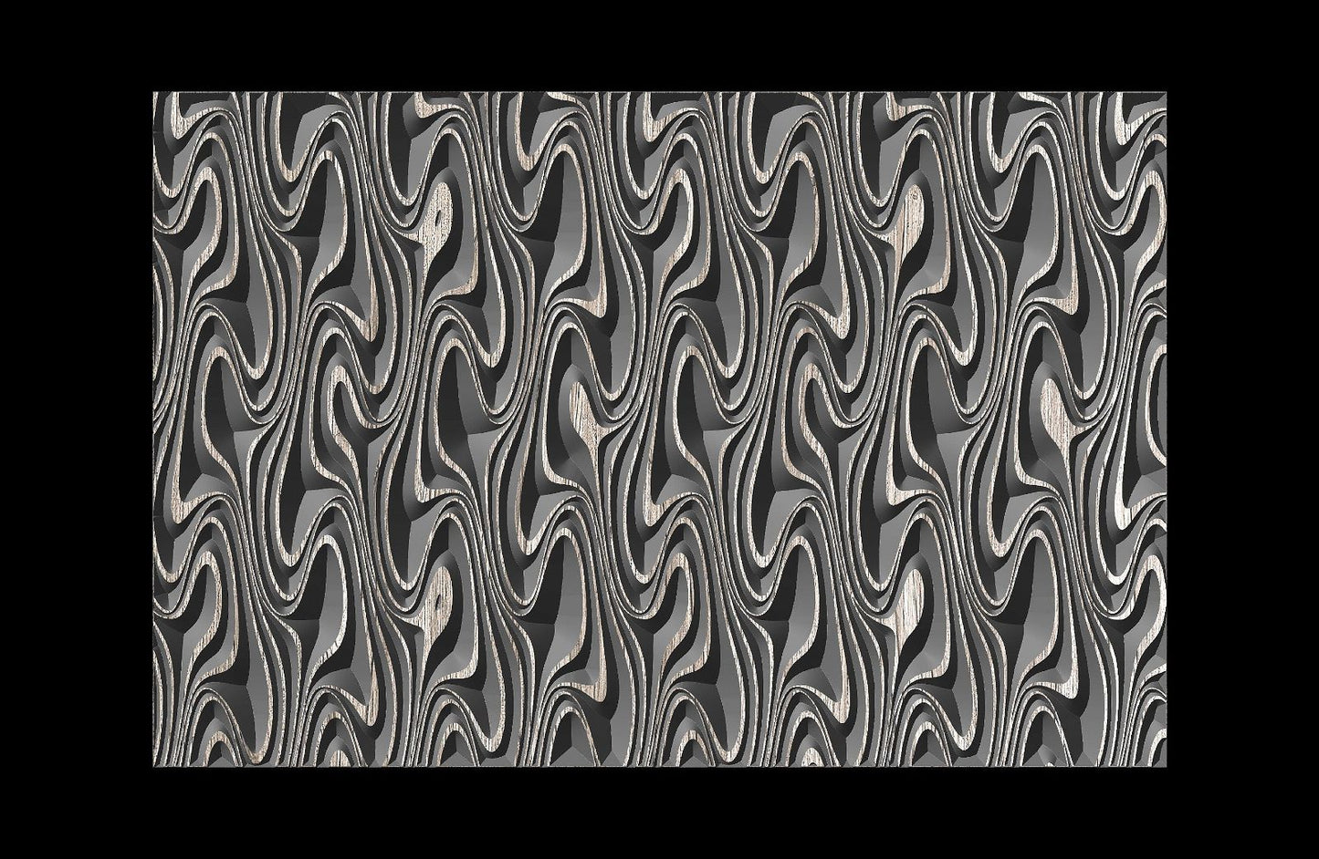 Jungle129-S6 Wavy pattern Vector file for V- bit carving with software Vectric Aspire, Cut3D, ArtCAM - Bonitum CNC Model Studio