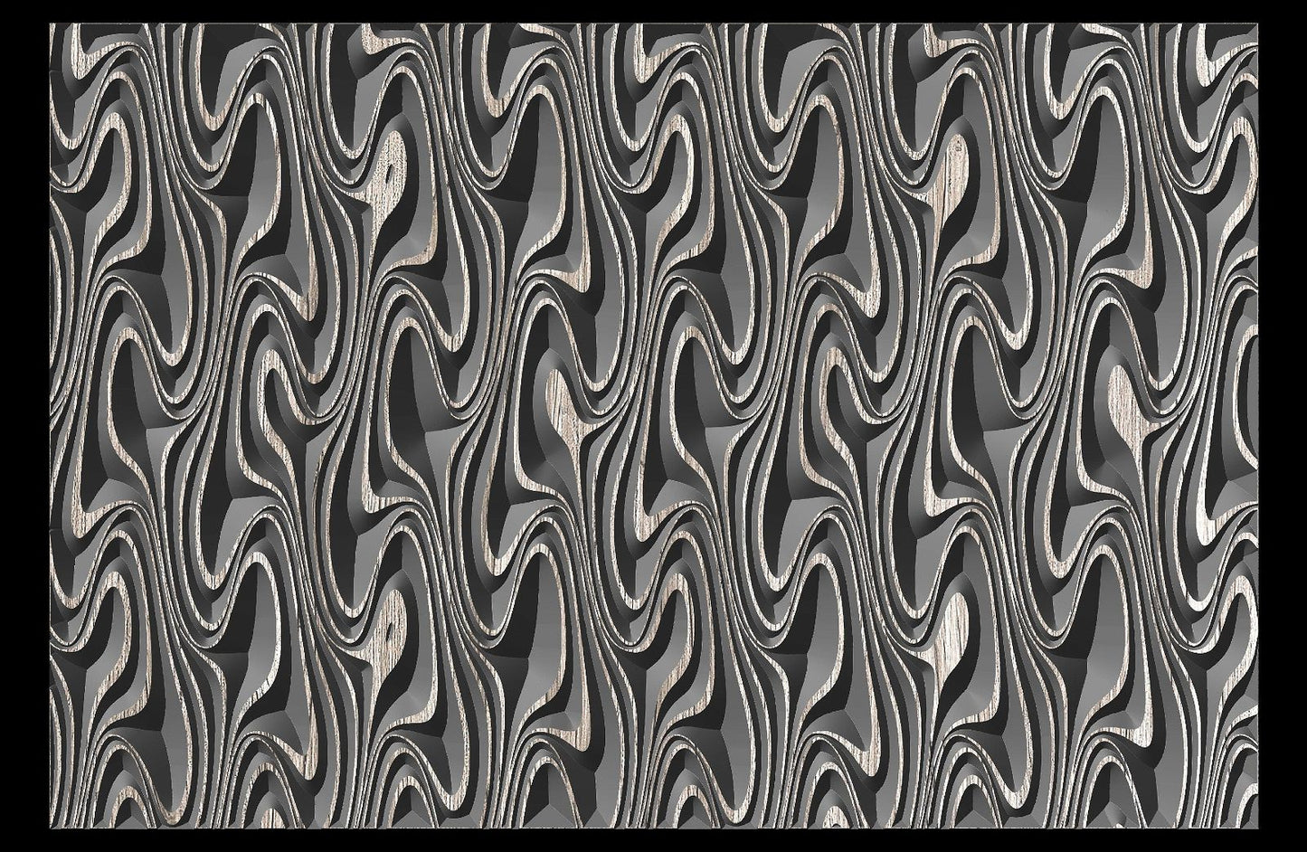 Jungle129-S6 Wavy pattern Vector file for V- bit carving with software Vectric Aspire, Cut3D, ArtCAM - Bonitum CNC Model Studio