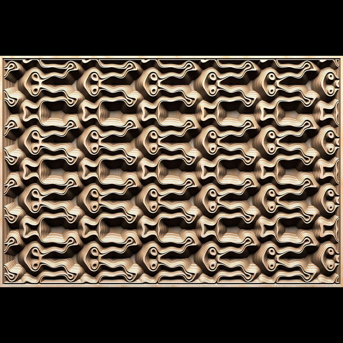 Jungle131-S7 Wavy pattern Vector file for V- bit carving with software Vectric Aspire, Cut3D, ArtCAM - Bonitum CNC Model Studio