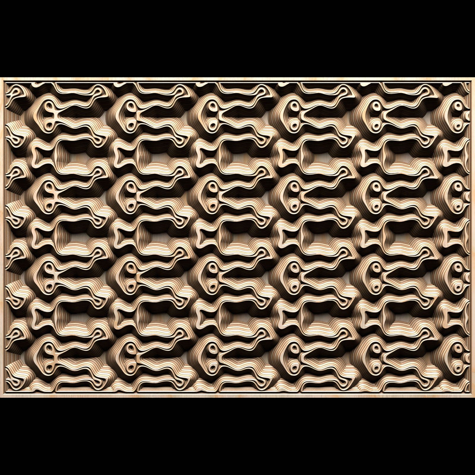 Jungle131-S7 Wavy pattern Vector file for V- bit carving with software Vectric Aspire, Cut3D, ArtCAM - Bonitum CNC Model Studio