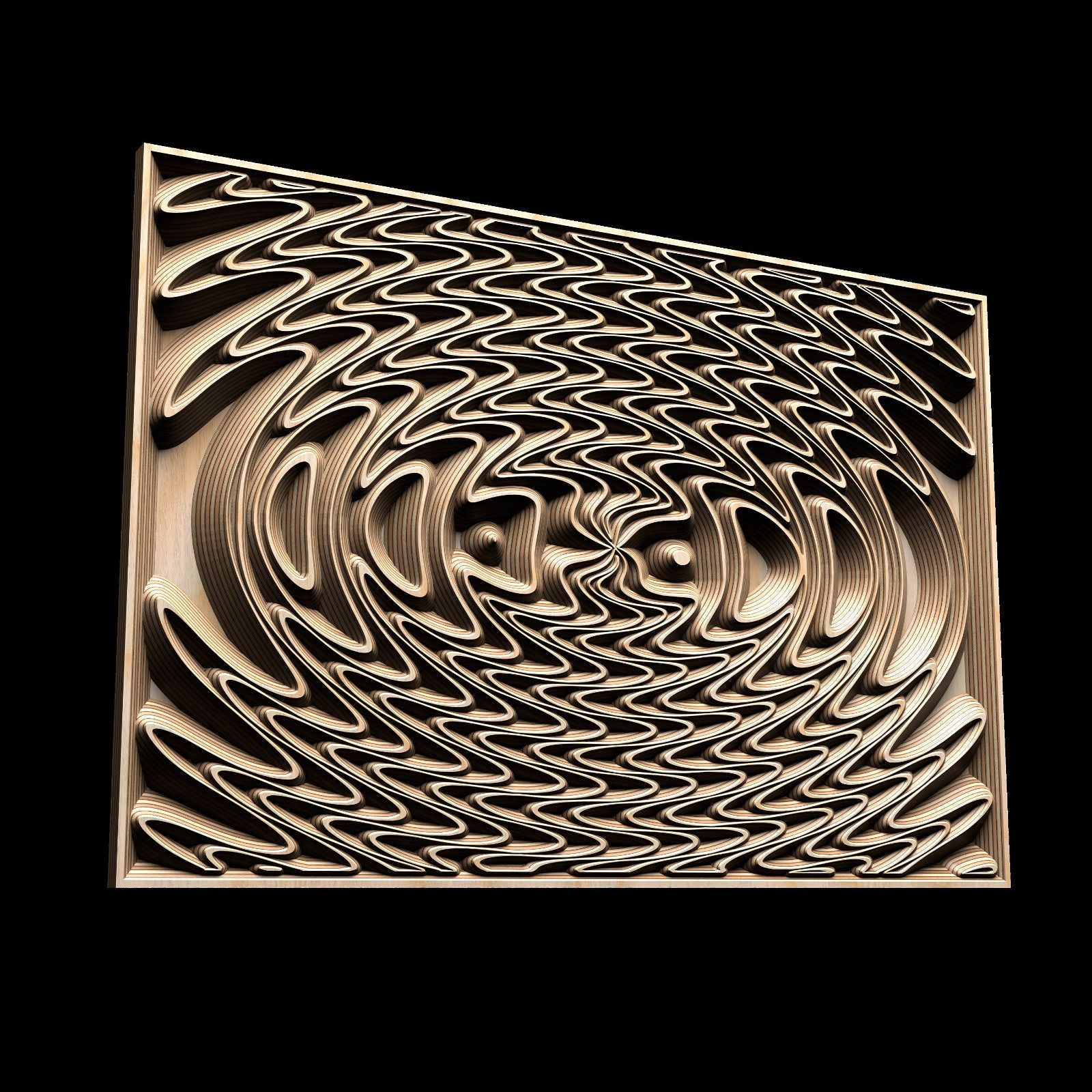 Jungle137-S9 Wavy pattern Vector file for V- bit carving with software Vectric Aspire, Cut3D, ArtCAM - Bonitum CNC Model Studio