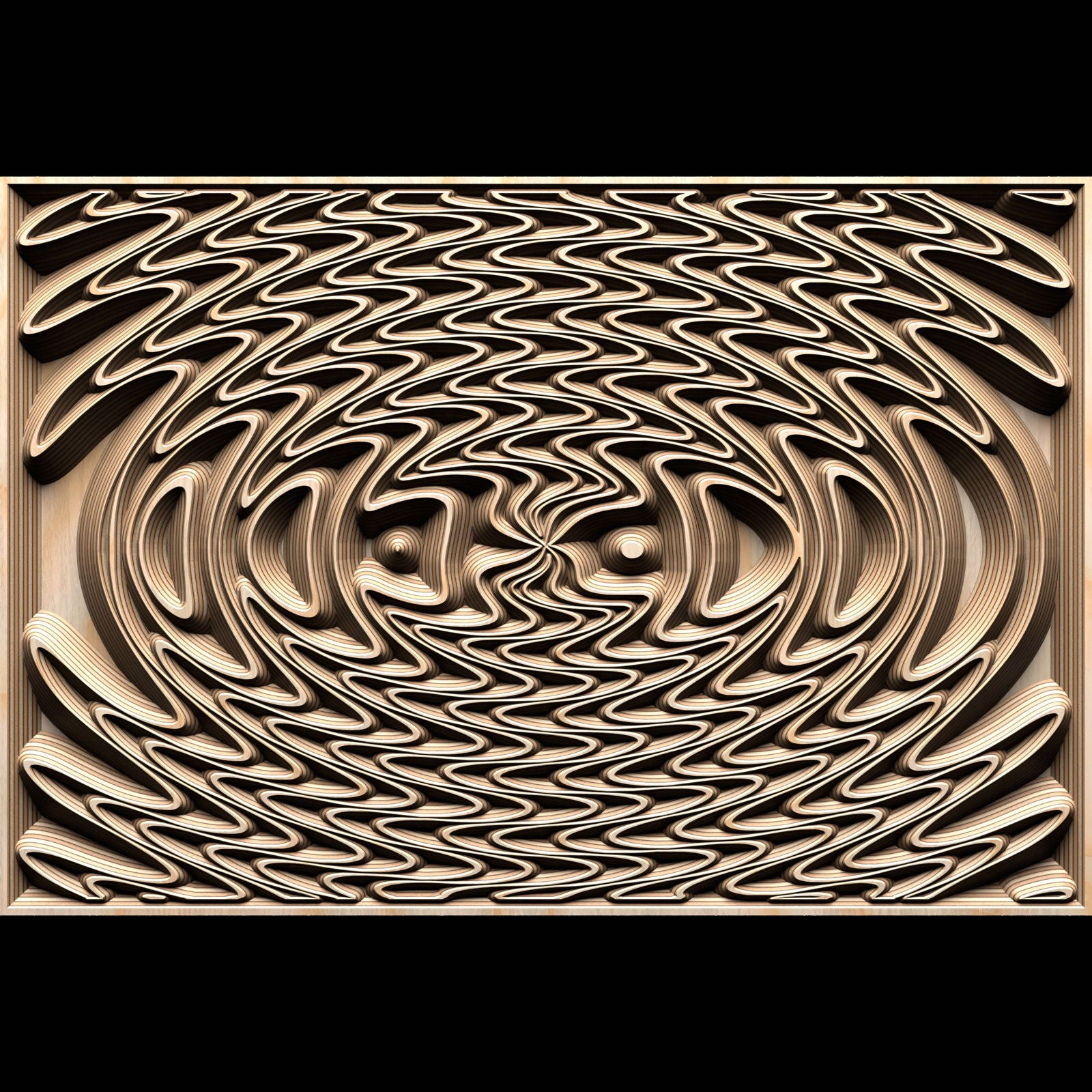 Jungle137-S9 Wavy pattern Vector file for V- bit carving with software Vectric Aspire, Cut3D, ArtCAM - Bonitum CNC Model Studio