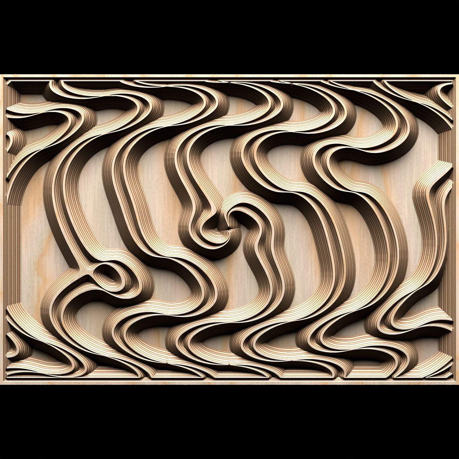 Jungle140-S5 Wavy pattern Vector file for V- bit carving with software Vectric Aspire, Cut3D, ArtCAM - Bonitum CNC Model Studio