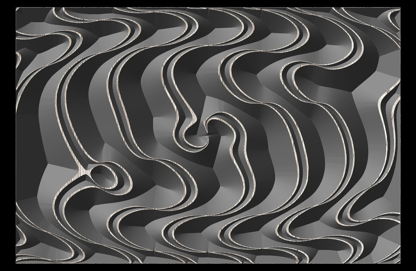 Jungle140-S5 Wavy pattern Vector file for V- bit carving with software Vectric Aspire, Cut3D, ArtCAM - Bonitum CNC Model Studio