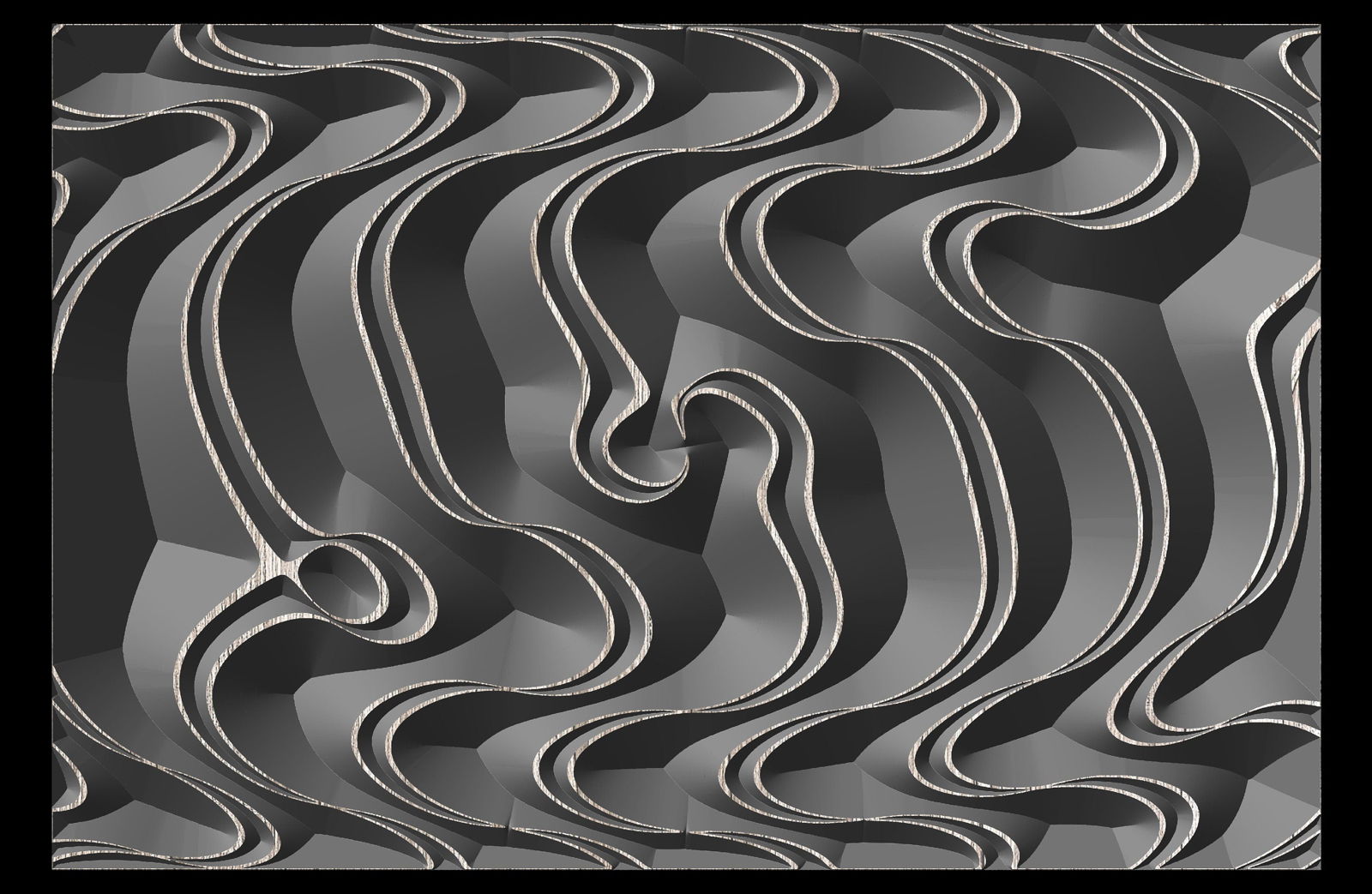 Jungle140-S5 Wavy pattern Vector file for V- bit carving with software Vectric Aspire, Cut3D, ArtCAM - Bonitum CNC Model Studio