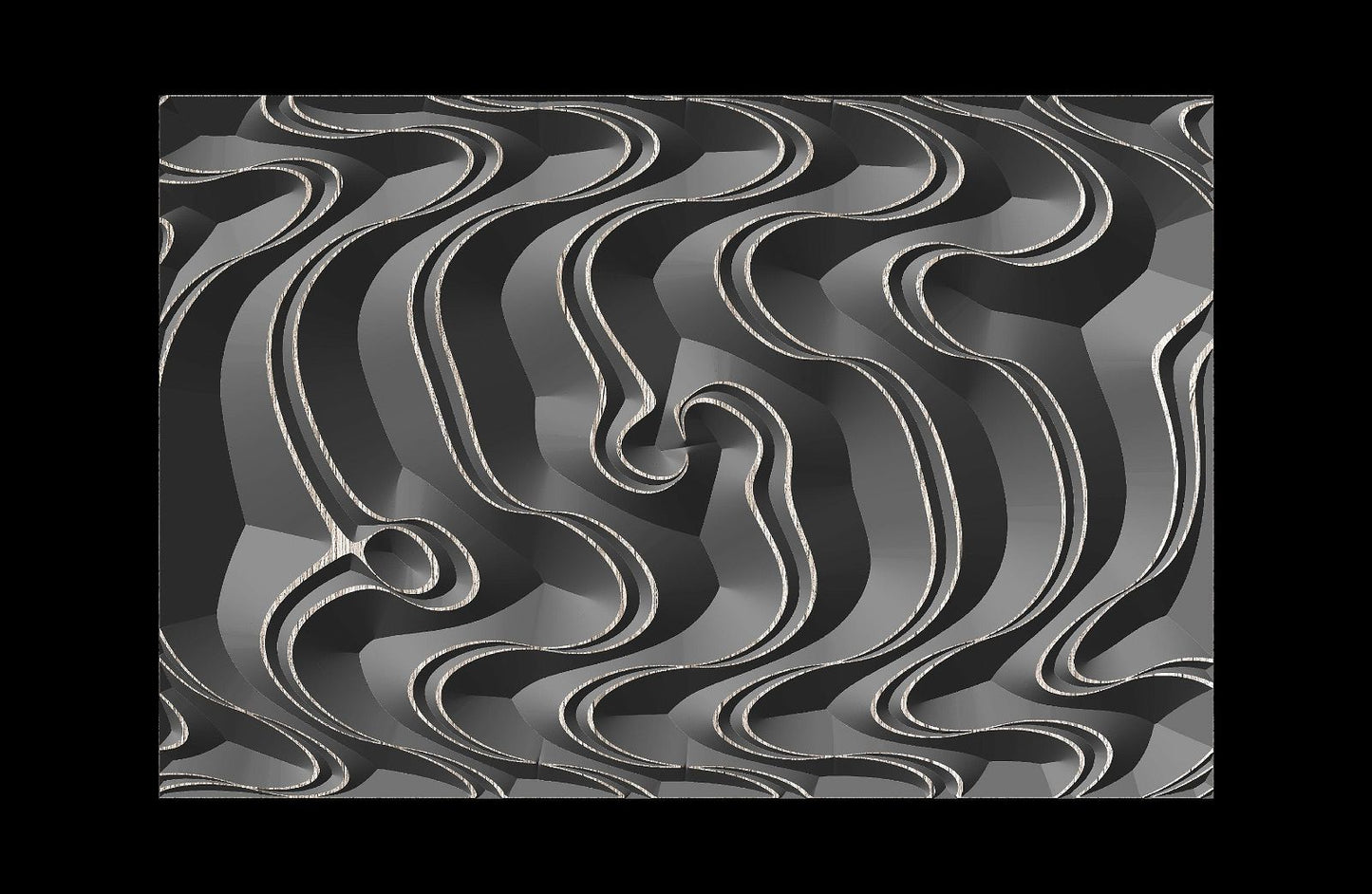 Jungle140-S5 Wavy pattern Vector file for V- bit carving with software Vectric Aspire, Cut3D, ArtCAM - Bonitum CNC Model Studio