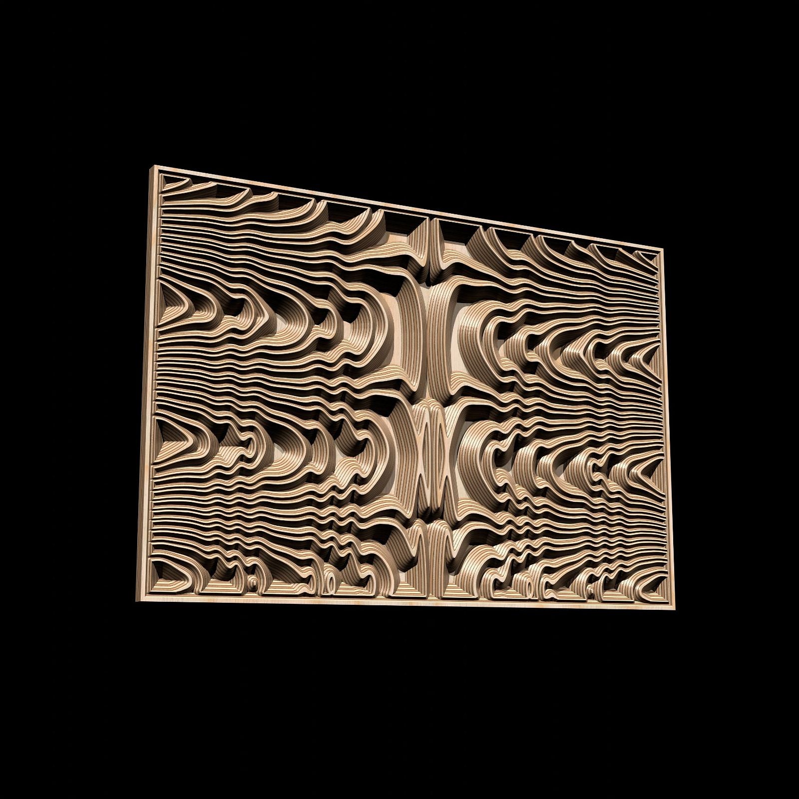 Jungle144-S10 Wavy pattern Vector file for V- bit carving with software Vectric Aspire, Cut3D, ArtCAM - Bonitum CNC Model Studio