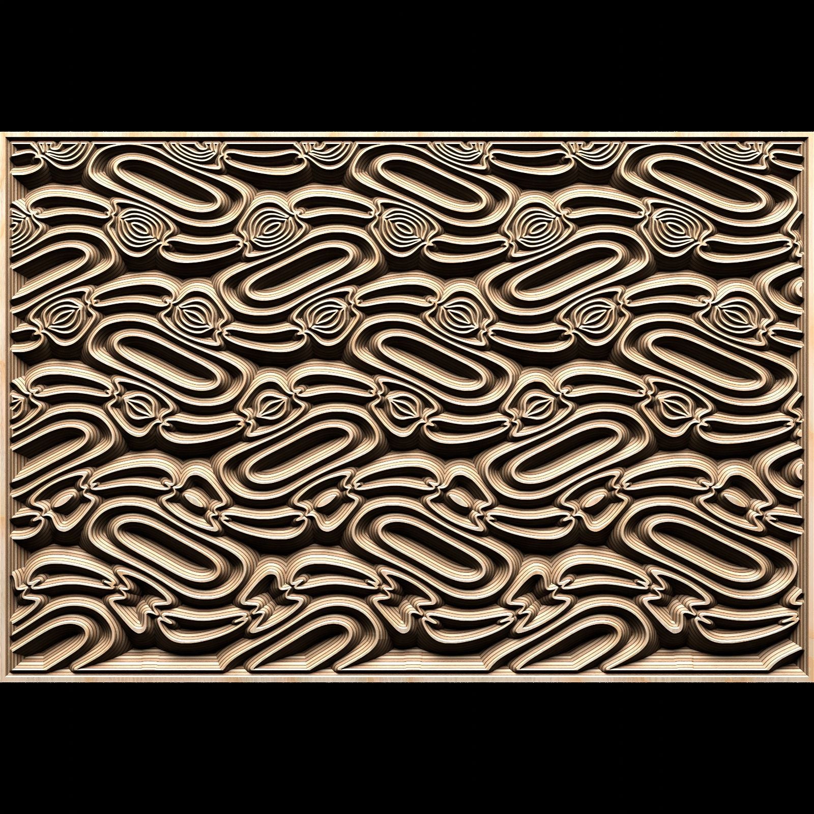 Jungle85-S5 Wavy pattern Vector file for V- bit carving with software Vectric Aspire, Cut3D, ArtCAM - Bonitum CNC Model Studio