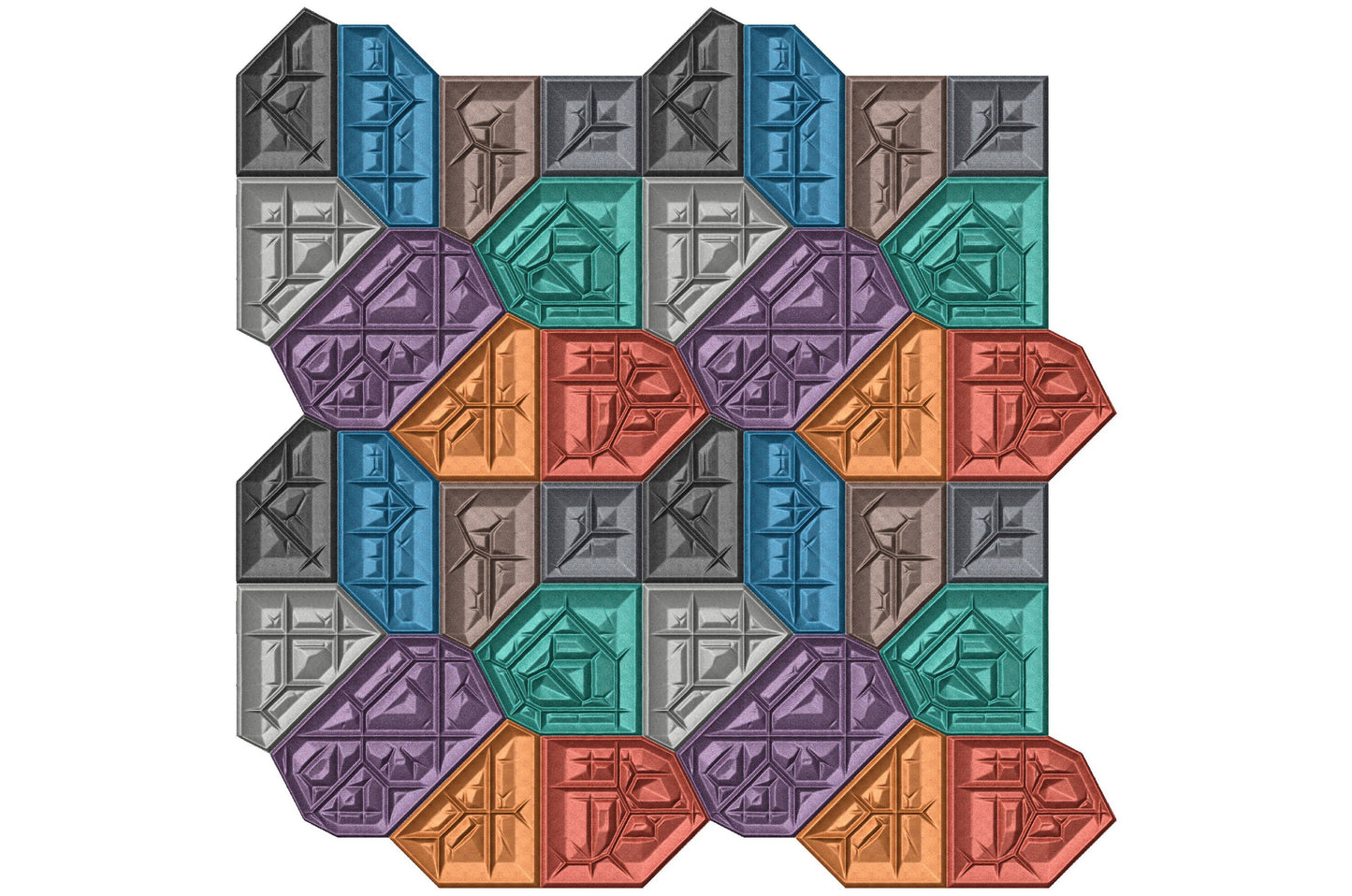 Wall panel tile 3D model Flagstone33 seamless geometric texture pattern - Bonitum CNC Model Studio